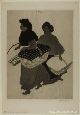 Las lavanderas llevan ropa de cama. Las lavanderas llevan ropa de cama.
