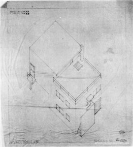 Dibujo axonométrico de la casa de Meudon. Dibujo axonométrico de la casa de Meudon.