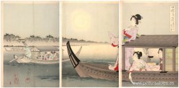 Lunes: luna de otoño sobre el río Sumida Lunes: luna de otoño sobre el río Sumida