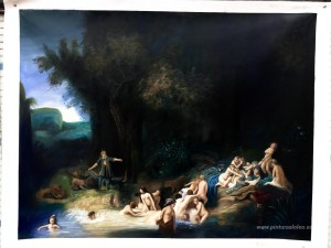 Diana bañándose, con las Historias de Acteón y Calisto