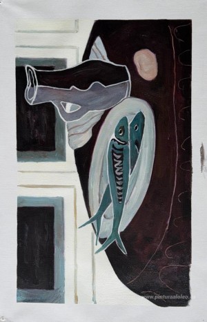 botella y pescado
