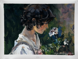 Chica italiana con flores