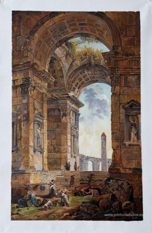 Ruinas con un obelisco a lo lejos