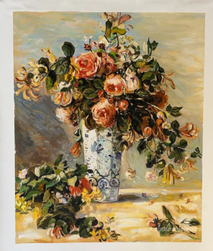 Rosas y jazmines en un jarrón de Delft