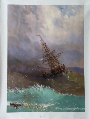 Barco en el mar tempestuoso