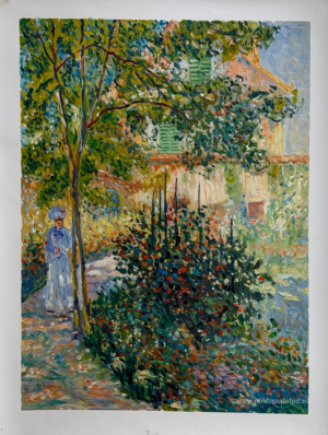 Camille Monet en el jardín de la casa de Argenteuil