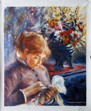 Mujer joven cosiendo