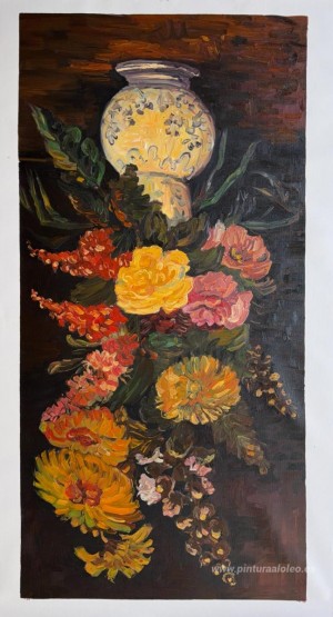Jarrón con Aster, Salvia y Otras Flores
