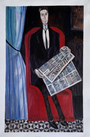 retrato de un hombre con un periódico