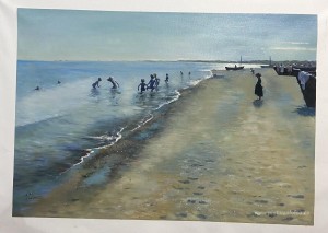 Día de verano en la playa sur de Skagen