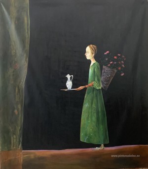 niña con flores