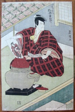 Ishikawa Goemon sacando una pintura de sí mismo de un frasco con Ishikawa Goemon sacando una pintura de sí mismo de un frasco con