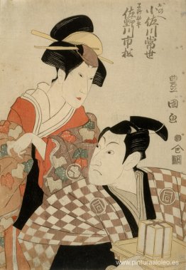 Actores de Kabuki Sanogawa Ichimatsu II como Hayano Kampei y Osa Actores de Kabuki Sanogawa Ichimatsu II como Hayano Kampei y Osa
