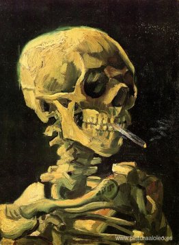Calavera con cigarrillo encendido Calavera con cigarrillo encendido