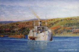 Río Oká. El vapor Vladimir convertido en remolque. Río Oká. El vapor Vladimir convertido en remolque.