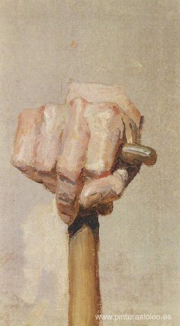 Mano derecha, manteniendo el bastón. Mano derecha, manteniendo el bastón.