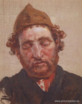 Cabeza de pelirrojo con gorra amarilla Cabeza de pelirrojo con gorra amarilla