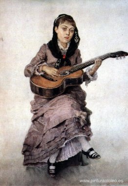 Retrato de la princesa S. A. Kropotkina con guitarra Retrato de la princesa S. A. Kropotkina con guitarra