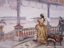 La emperatriz Anna Ioannovna en el templo Peterhof dispara a un La emperatriz Anna Ioannovna en el templo Peterhof dispara a un