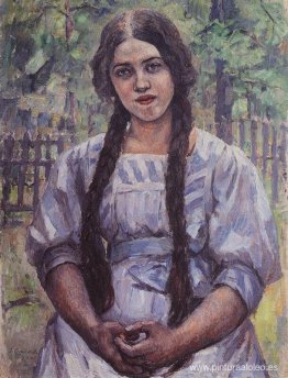 Una chica con trenzas. Retrato de A. A. Dobrinskaya. Una chica con trenzas. Retrato de A. A. Dobrinskaya.