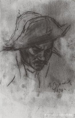 La cabeza de un soldado con un sombrero de tres picos. La cabeza de un soldado con un sombrero de tres picos.