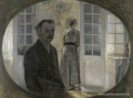 Doble retrato del artista y su esposa vistos a través de un espe Doble retrato del artista y su esposa vistos a través de un espe