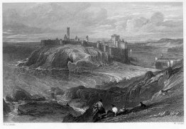 Castillo de Peel, Isla de Man, grabado de William Miller según L Castillo de Peel, Isla de Man, grabado de William Miller según L