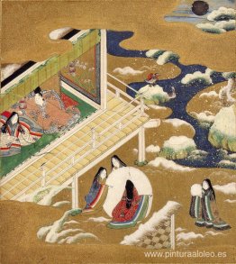 Ilustración de Genji Monogatari (Asagao, La Campana Azul) Ilustración de Genji Monogatari (Asagao, La Campana Azul)