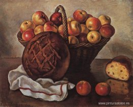 Naturaleza muerta con manzanas y pan redondo Naturaleza muerta con manzanas y pan redondo